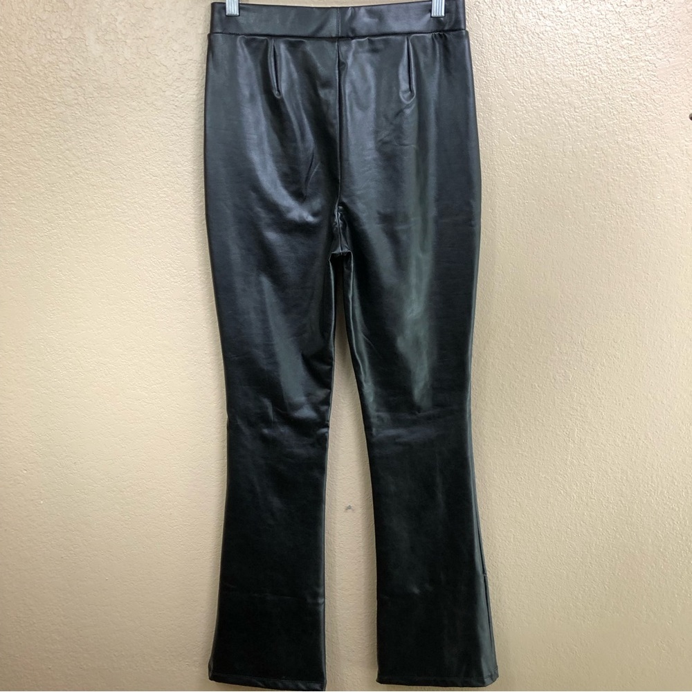 Tell Me About It Stud Faux Leather Split Hem Pants - Camel